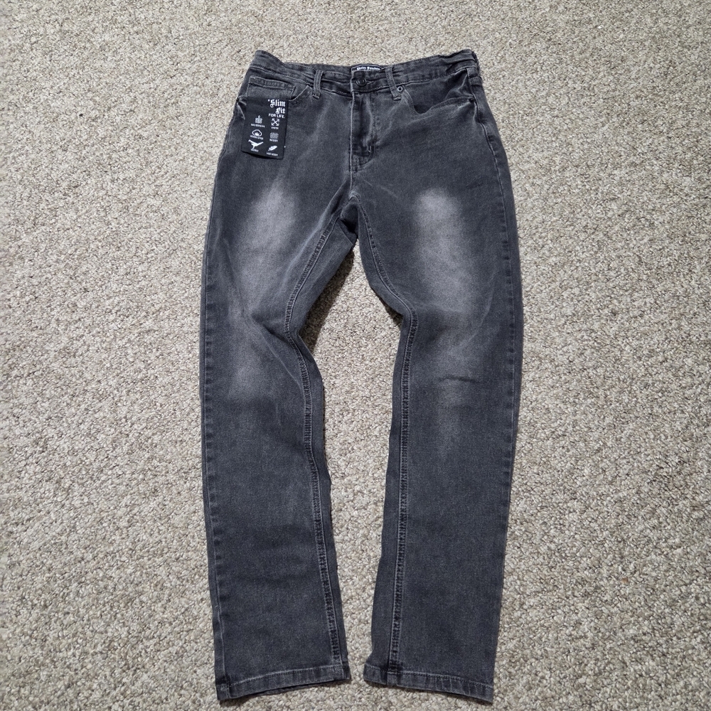 Palm Sundae Black Faded Jeans Slim Fit MENS 30" x 28.5" - Picture 1 of 8